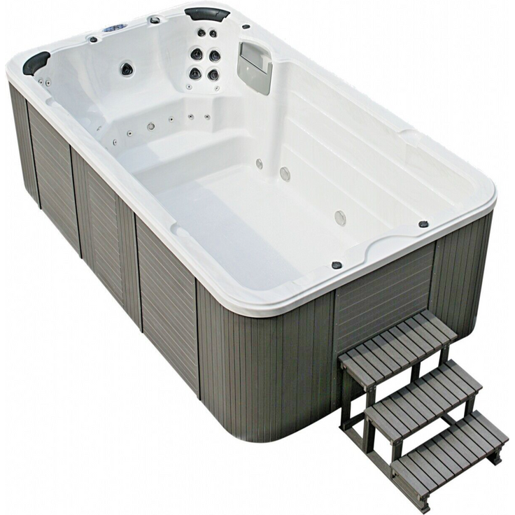 XXXL Luxus-LED Swim Spa, 400 x 230 cm, Whirlpool mit Gegenstromanlage, Outdoor-Schwimmbecken – Bild 1