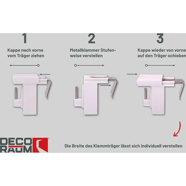 Deco-Raum® Fensterhaken Dekohaken Fensterclip für Fensterdekoration Weiß - Fensterdicke: 10-27mm UNIVERSAL | Set: 4 Stück | Material: Kunststoff/Metall | Farbe: Weiß – Bild 4
