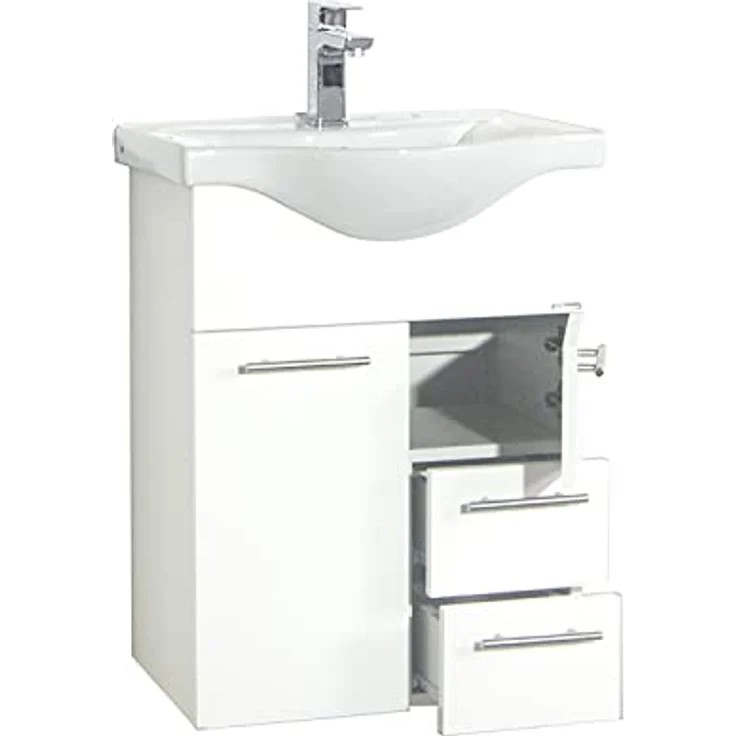 VCM Lisalo L, 2-tlg. Badmöbelset mit Unterschrank, keramischem Waschbecken und Stauraum in weiß – Bild 3
