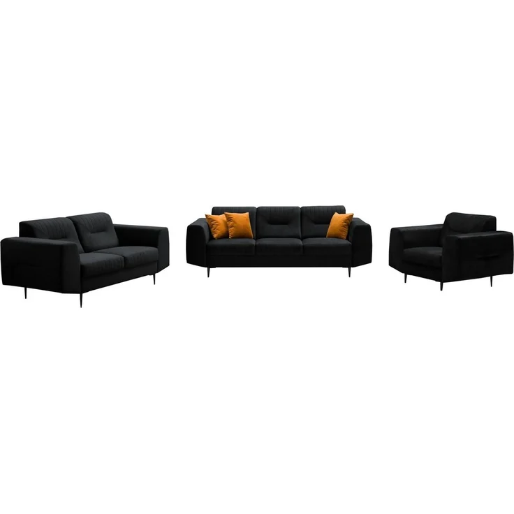 Beautysofa Polstergarnitur VENEZIA Die Lieferung beinhaltet Beiträge zur Wohnung, (Sessel + 2-Sitzer Sofa + 3-Sitzer Sofa im modernes Design), mit Metallbeine, Couchgarnituren aus Velours – Bild 1