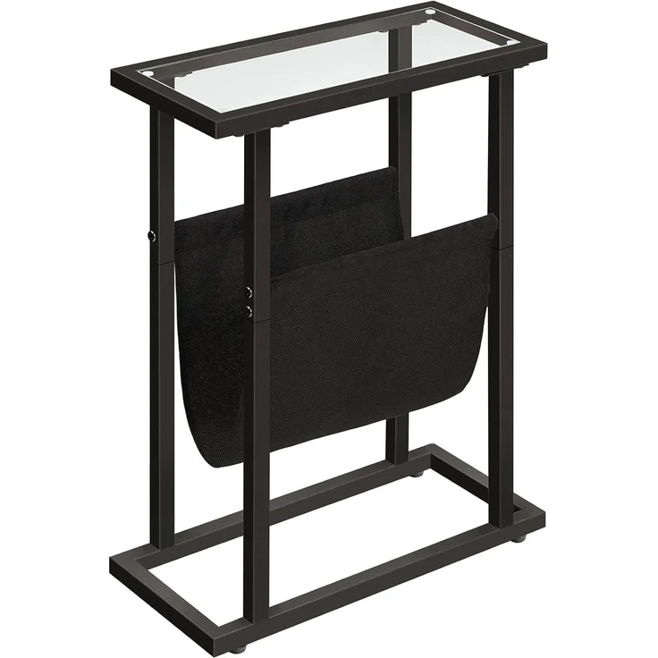 Hoobro BEISTELLTISCH Schwarz aus gehärtetem Glas Zeitschriftenhalter (H 55 x T 40 x B 18 cm) – Bild 1