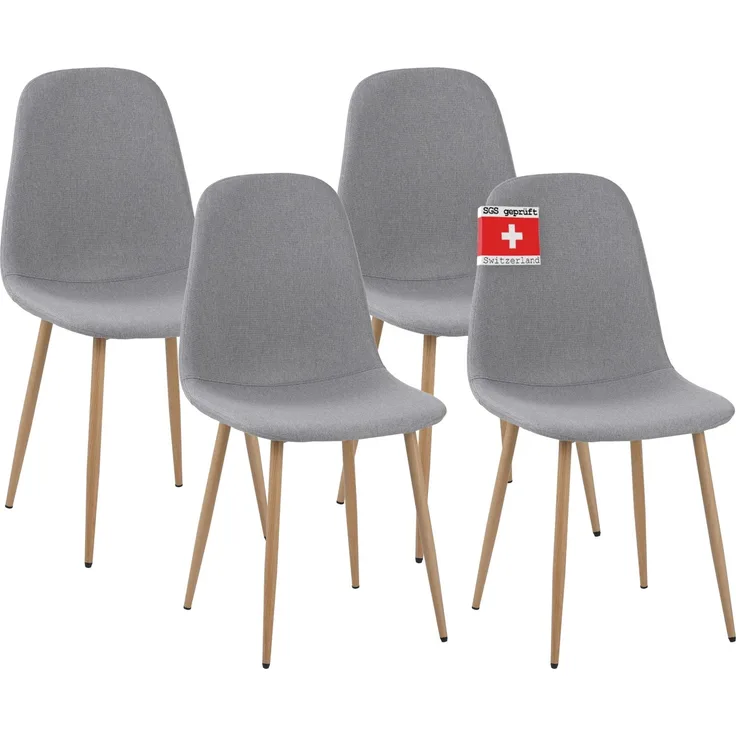 Esszimmerstühle 4er Set FANO Grau- Komfortabler Polsterstuhl für Modernes und Stilvolles Design am Esstisch - Küchenstuhl oder Stuhl Esszimmer mit hoher Belastbarkeit bis 110kg