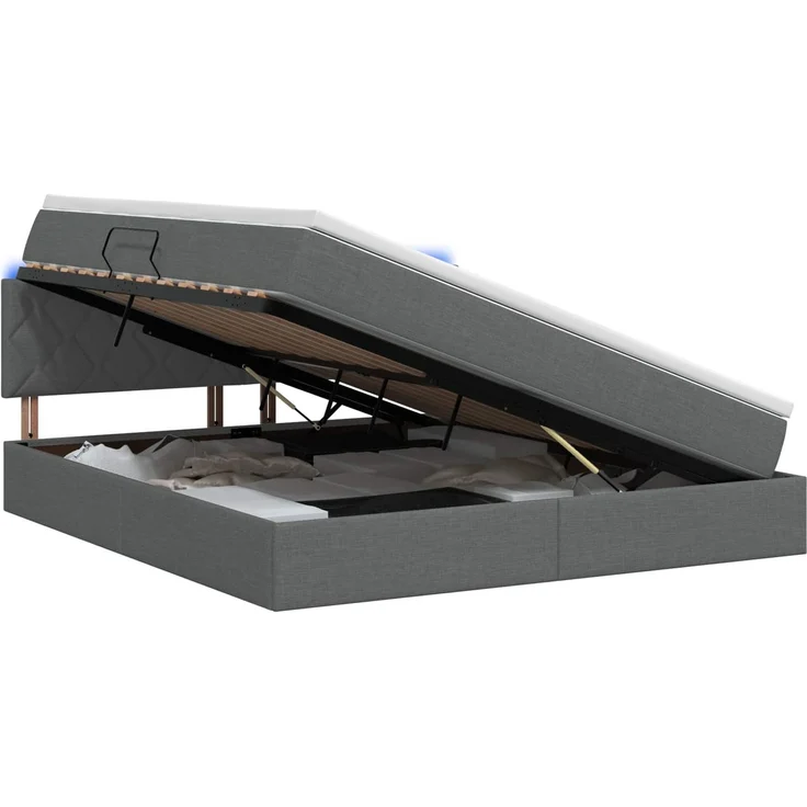 vidaXL LED-Speicherbett mit Matratze Dunkelgrau 140 x 200 cm Stoff 3459130 – Bild 2