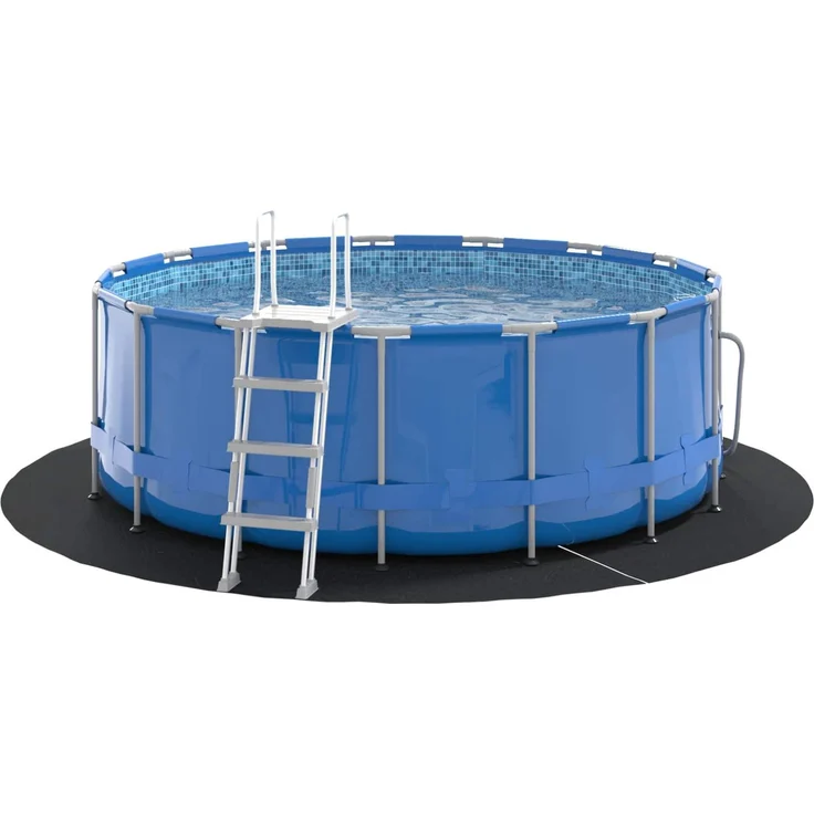vidaXL Bodenfolie für Pools Ø 244 cm (1 mm) Rund Vliesstoff Schwarz 42009103 – Bild 3