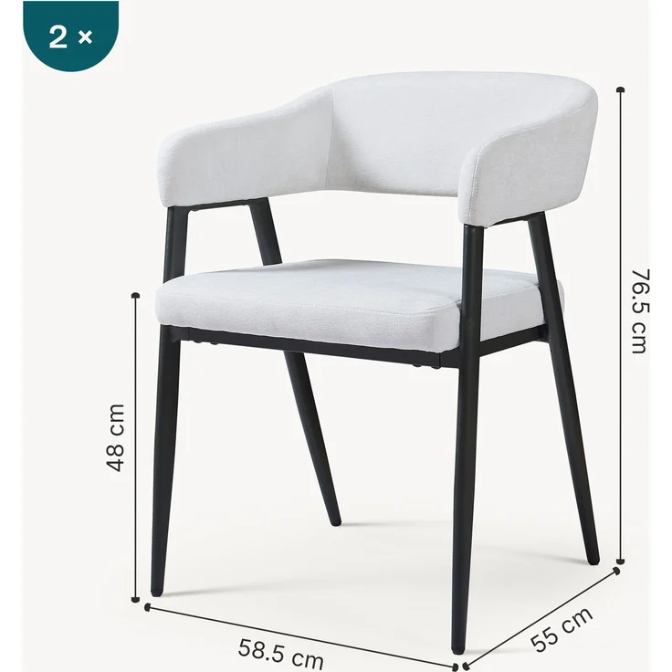 Esszimmerstuhl Kohlmand 2er Set Hellgrau [en. casa] – Bild 5