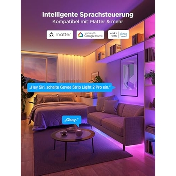 GHome Smart LED-Streifen – 3 Meter, 16 Mio Farben, Sprachsteuerbar Mit Alexa & Google Home