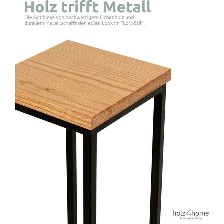 3er Set Blumenständer - Eiche natur / Schwarz - 50cm | 70cm | 90cm – Bild 2