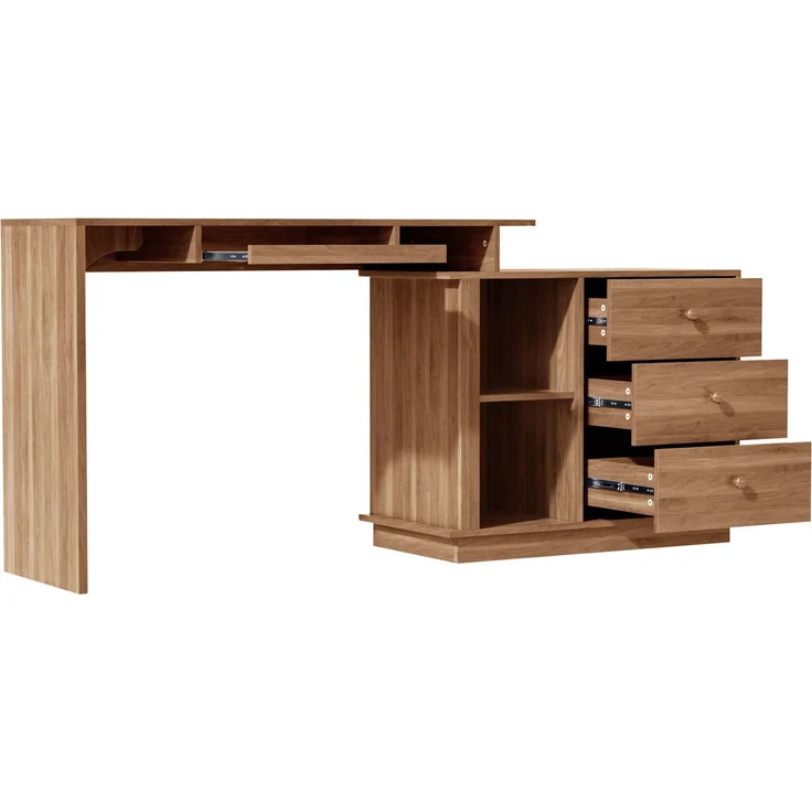 Schreibtisch aus MDF, ausziehbar mit Tastaturauszug, 110x40x75,5 cm, Walnuss – Bild 6