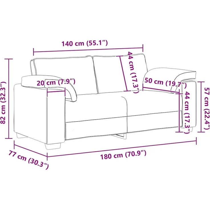vidaXL Zweisitzer-Sofa Hellgrau 180 cm Stoff 4105227 – Bild 9