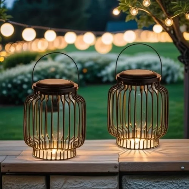 Marrakesch Orient & Mediterran Interior LED Solarleuchte 2er Set Skandinavische Solarlaterne Laterne Lampe Garten Deko Modern – Bild 1