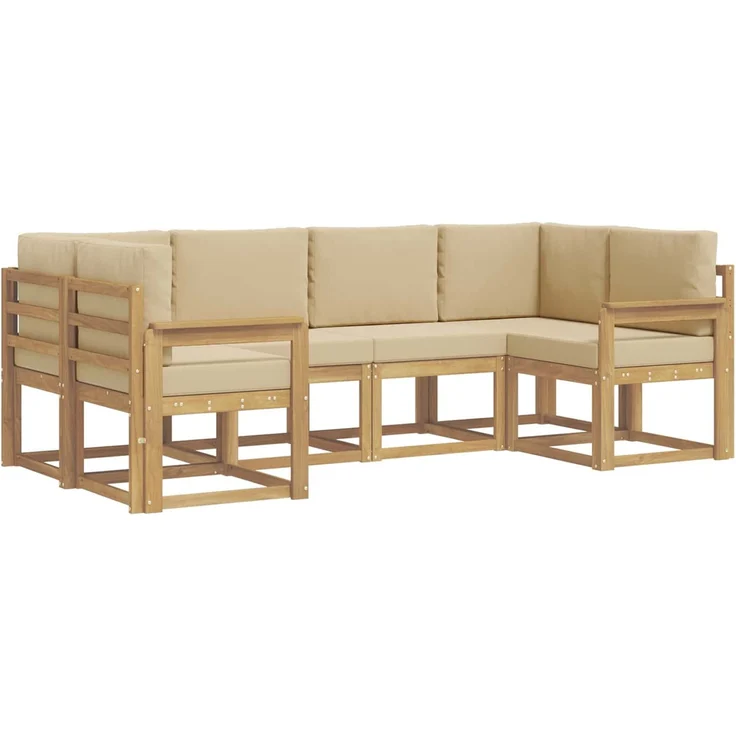 vidaXL Outdoor-Sofagarnitur 6 stk. 6-Sitzer Weiß und Beige 3388112 – Bild 2