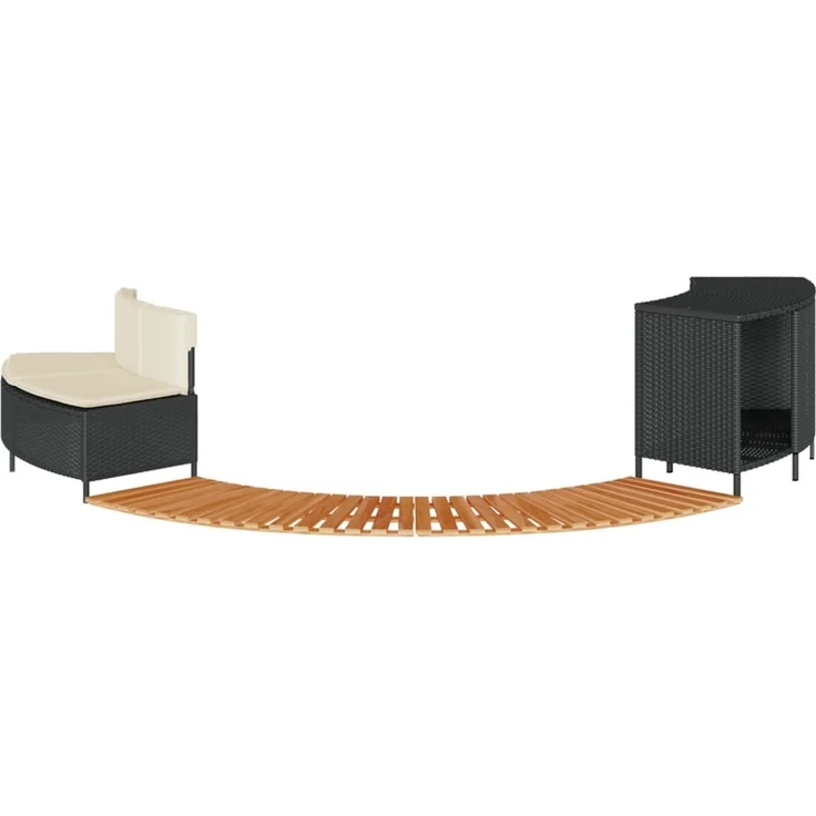 vidaXL Whirlpool-Umrandung Schwarz Poly-Rattan und Massivholz Akazie 365614 – Bild 4