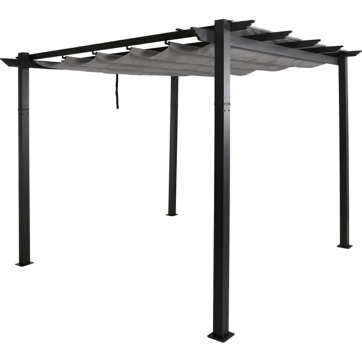 Mendler 'HWC-N93' Pergola, stabiles 8cm-Gestell mit Schiebedach UV50+ 3x3 m, Aluminium, Grau – Bild 9