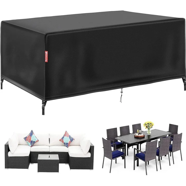 Abdeckung Gartenmöbel Winterfest 420D Oxford Wasserdicht 170x96x70CM Schwarz – Bild 1