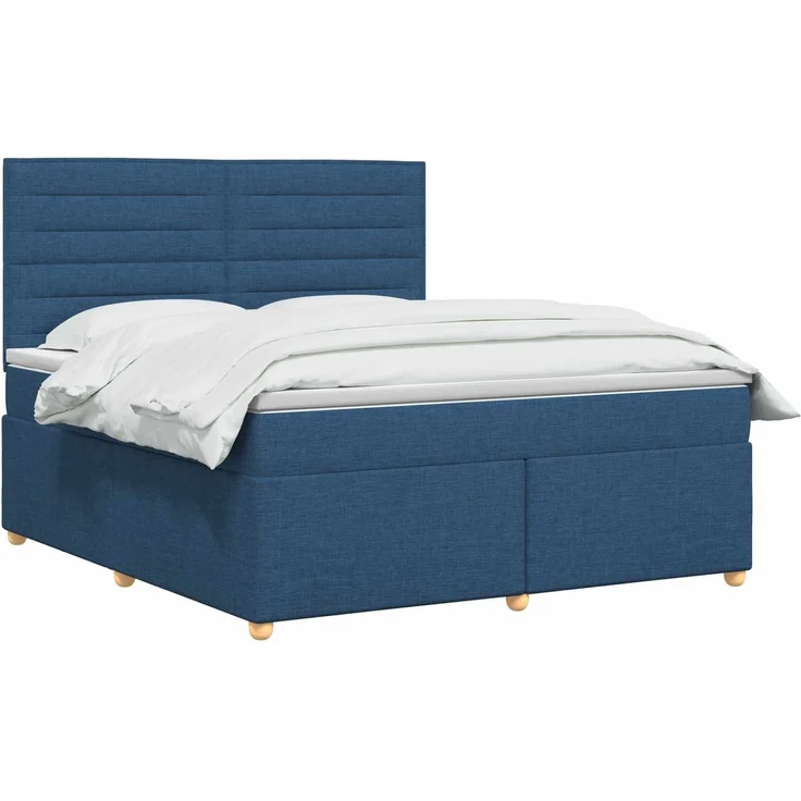vidaXL Boxspringbett mit Matratze mit Kopfteil Blau 160 x 200 cm Stoff 3453920 – Bild 3