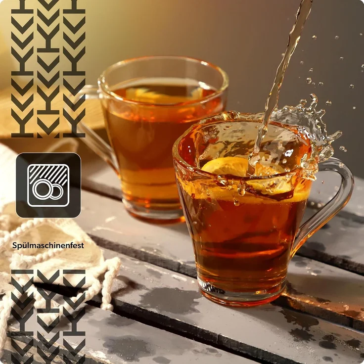 KADAX 6x Tee- und Kaffeegläser, 250 ml, Getränkeglas-Set mit Griff – Bild 7