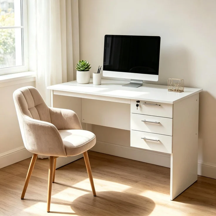 Computer Schreibtisch,Holz Bürotisch,Spieltisch,Nähtisch(nur mit Computer Schreibtisch)--Weiß--120x60x75cm--YOUDENOVA – Bild 2