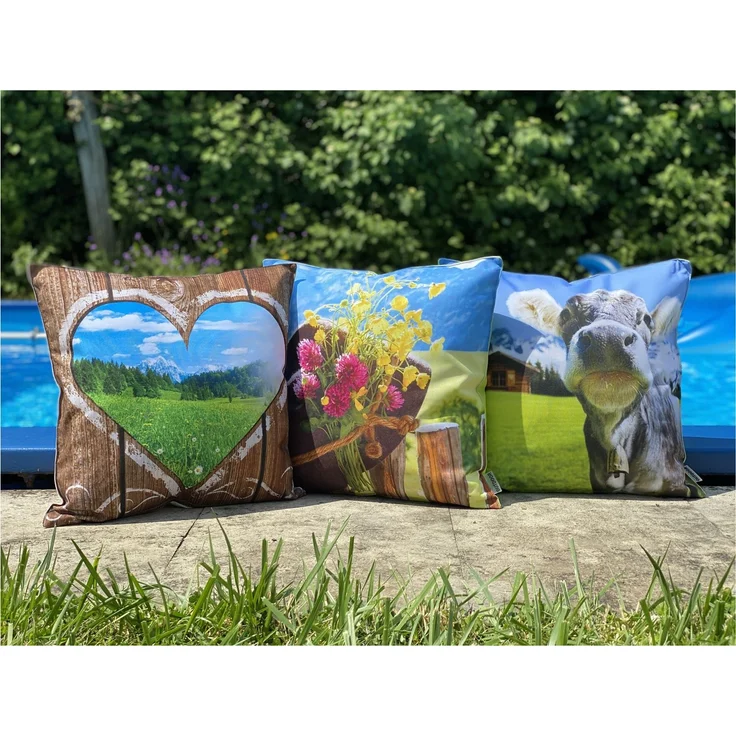 heimtexland Â® Outdoorkissen Lotus Effekt 45x45 Garten Dekokissen Wasserabweisend Outdoor Lounge Deko Kissen Typ742 Alpen Herz – Bild 6