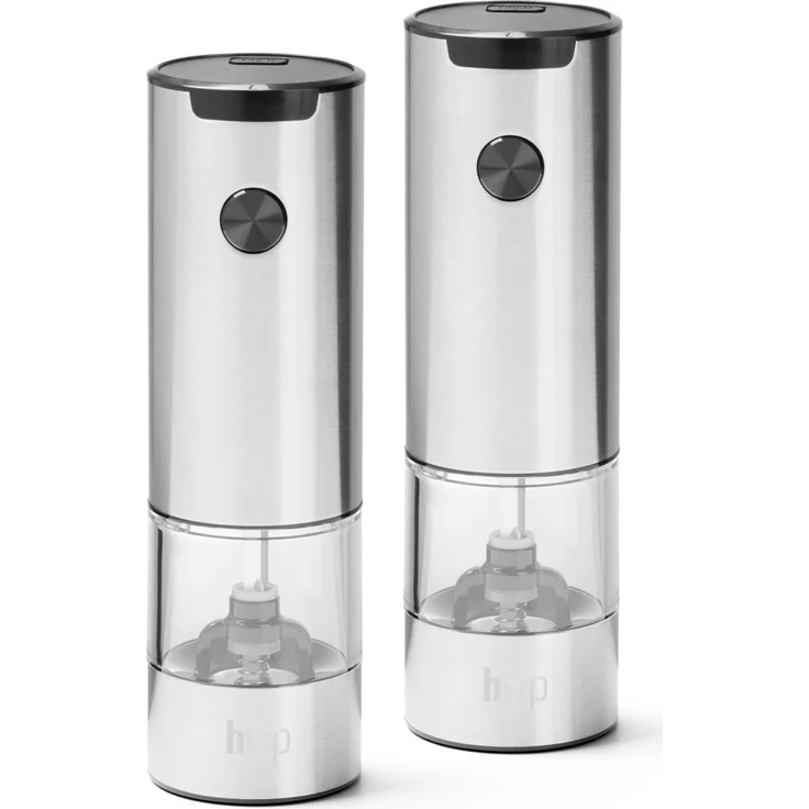 Homeware Salz-/Pfeffermühlen-Set 2-tlg, Edelstahl, 5 x 17 x 5 cm, mit Sichtfenster – Bild 1
