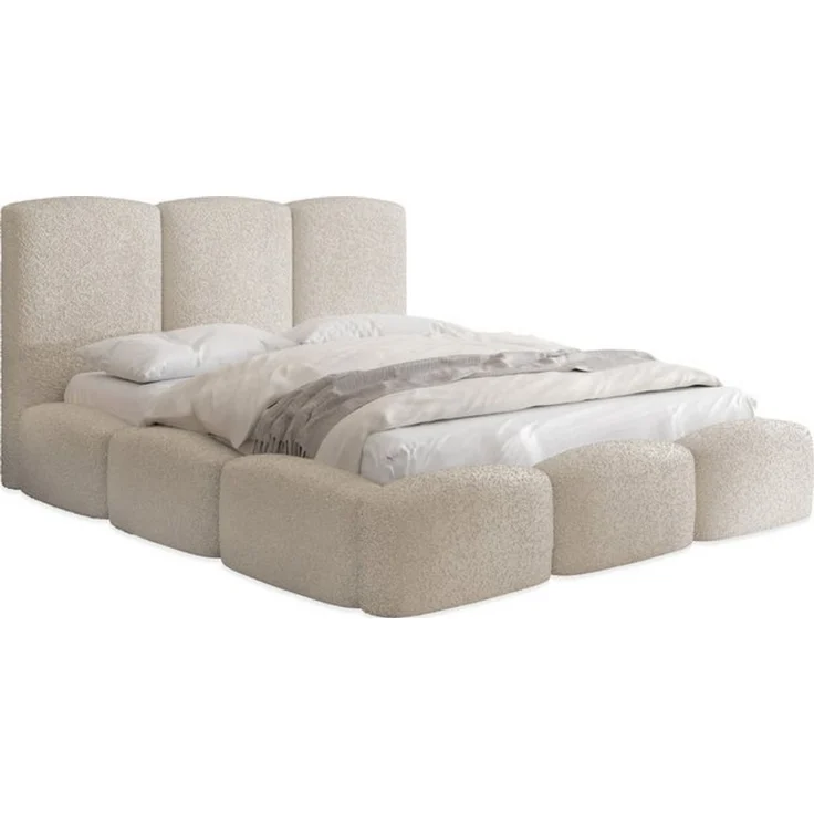 WFL GROUP Polsterbett Harmony (erhältlich in 5 Größen 120x200, 140x200, 160x200, 180x200, 200x200 cm), Doppelbett mit Stauraum, hohem Kopfteil, boucle oder samt Stoff – Bild 4