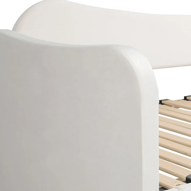 ZUBALIYA Schlafsofa 90 x 200 cm mit Schubladen, USB-Anschluss, gepolstertem Kopfteil, Samt, Beige – Bild 17