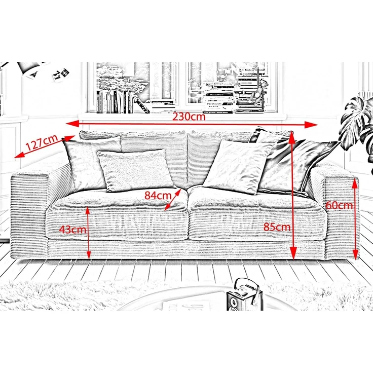 KAWOLA Sofa MADELINE 2-Sitzer Cord taupe 85 x 127 x 230 cm – Bild 3
