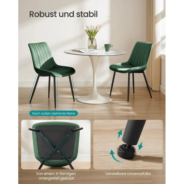 Songmics Esszimmerstuhl (4 St), Küchenstuhl bis 120 kg – Bild 3