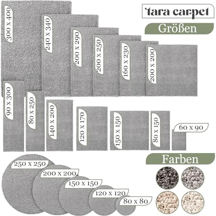 TaraCarpet Langflor-Teppich Venezia Shaggy, rund, Höhe: 35 mm, Hochflor Shaggy Uni Anthrazit Wohnzimmer Schlafzimmer 080x080 cm – Bild 8