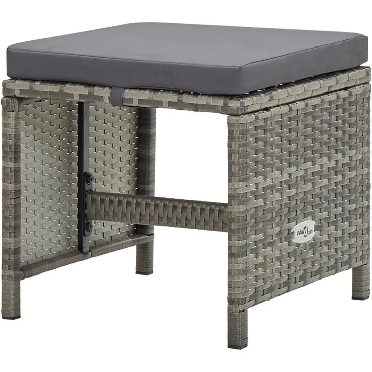 vidaXL 11-tlg. Garten-Essgruppe mit Auflagen Poly Rattan Grau 46537 – Bild 7