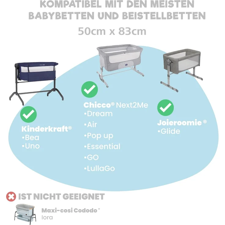2X Spannbettlaken aus 100% Baumwolle mit Gummiband - 1X Matratzenschoner aus 100% wasserdichtem Material - 3er-Set - 50x83 cm - Ozean – Bild 5
