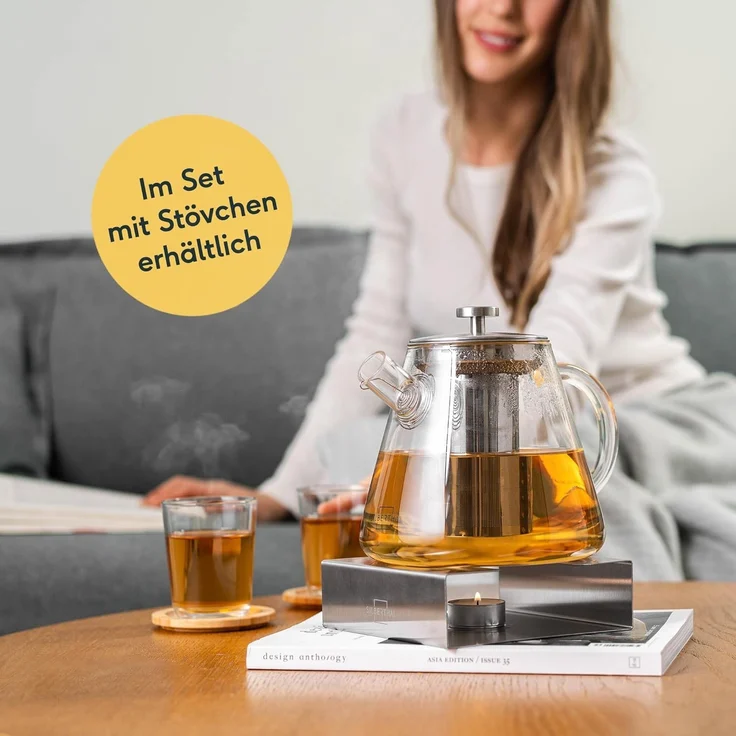 SILBERTHAL Teekanne Glas mit Siebeinsatz, 1.5 l, Hitzebeständiges Glas geeignet für E-Herd, Teewärmer & Gasherd – Bild 8