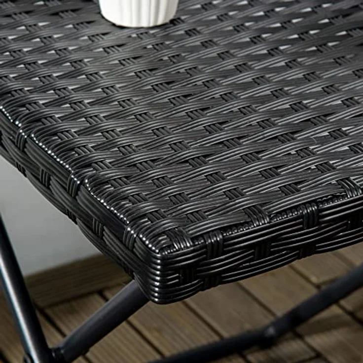 Outsunny Klapptisch, Gartentisch aus Polyrattan mit stabilem Stahlrahmen, Schwarz, 40x40x40 cm, platzsparend und pflegeleicht – Bild 9