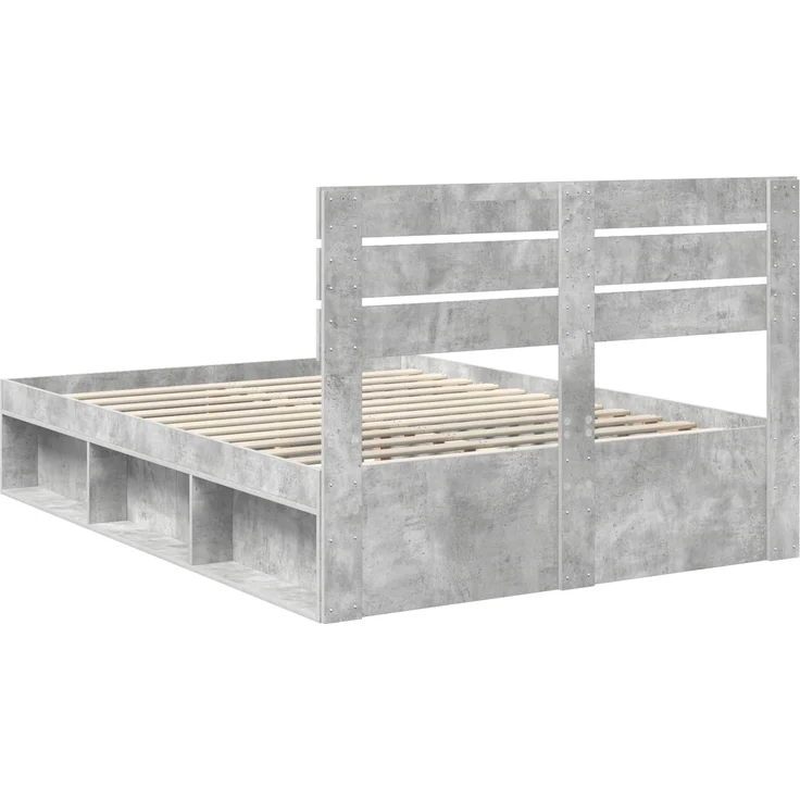 vidaXL Bettrahmen mit Kopfteil Beton 140 x 200 cm Massives Kiefernholz 3411410 – Bild 8