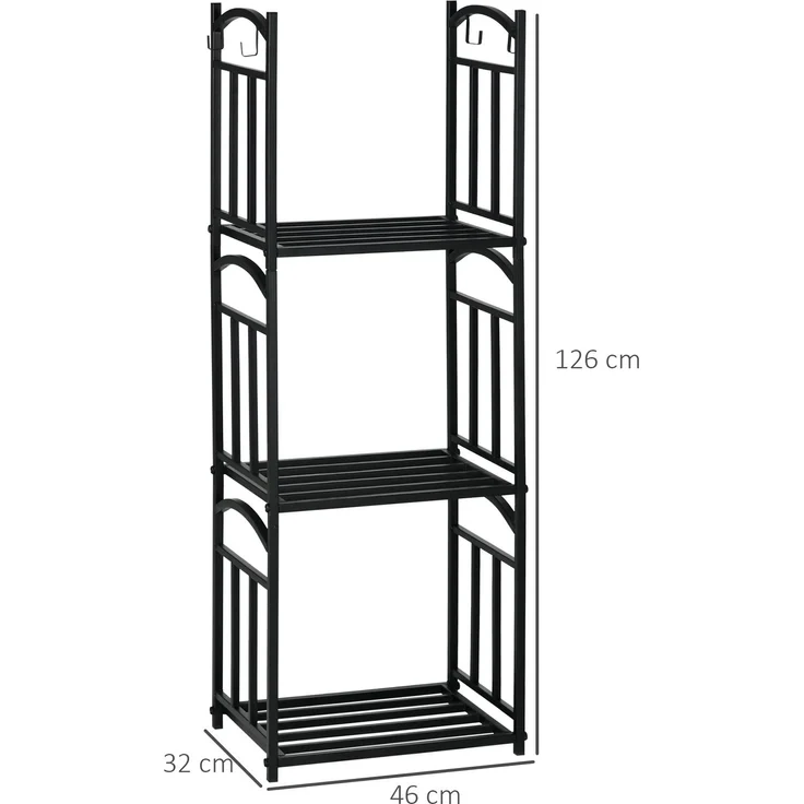Outsunny Kaminholzregal, Metall, Schwarz, 46L x 32B x 126H cm – Bild 3