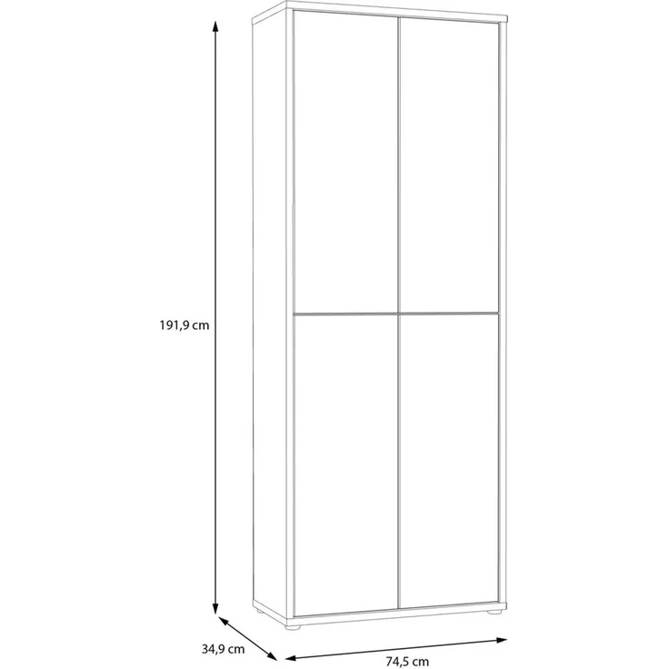 Forte ALICE SPRINGS Schuhschrank 70 80, moderner Flurschrank mit 4 Türen und 8 Einlegeböden, Holzwerkstoff, Salbei / Artisan Eiche Holzdekor, 74,5 cm breit x 191,9 cm hoch x 34,9 cm tief – Bild 6