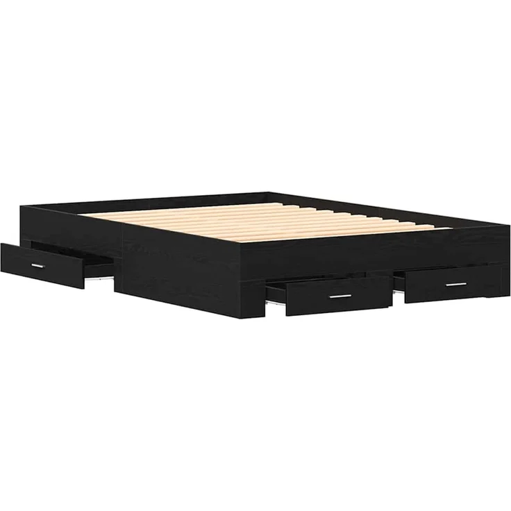 vidaXL Bettrahmen Schwarz Eichen-Optik 140 x 200 cm Holzwerkstoff 3333968 – Bild 6
