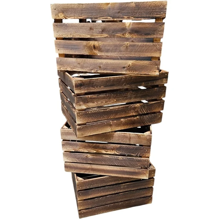 Weinkiste Obstkiste Holzkiste 4 x Vintage Geflammt 50x40x30cm – Bild 10