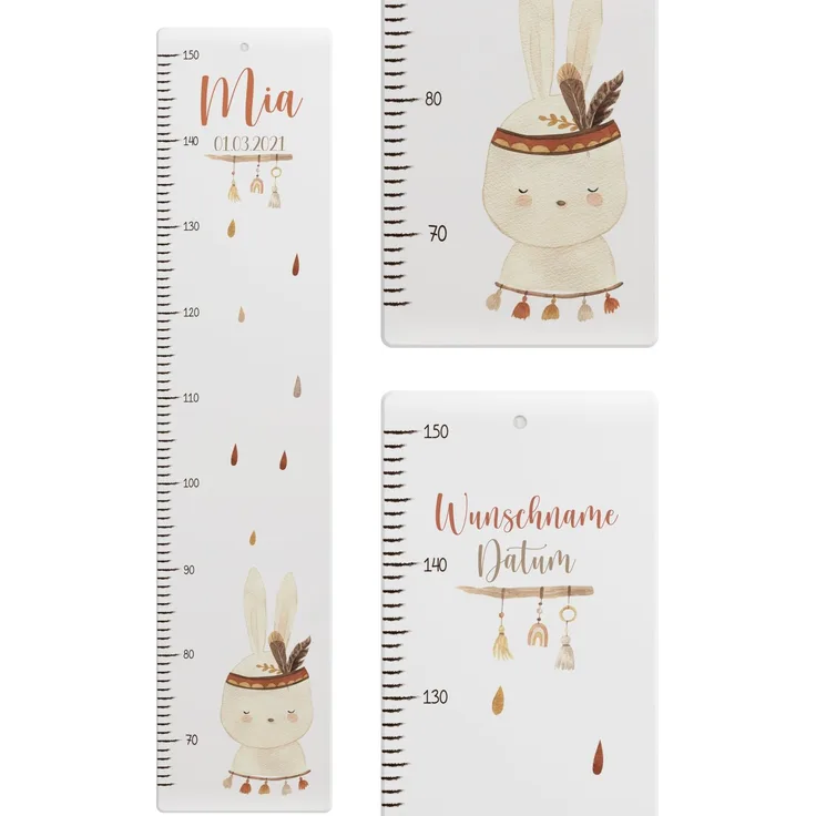 KIDSMOOD - Messlatte für Kinderzimmer Personalisiert, 70-140 cm - Messlatte Kinder Holz personalisiert Mit Namen für Baby- & Kleinkinderzimmer - Individuelles Geschenk für Kinder und Babys zum Geburt