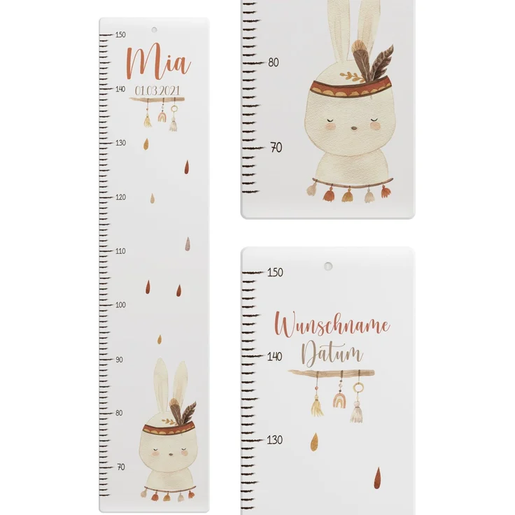KIDSMOOD - Messlatte für Kinderzimmer Personalisiert, 70-140 cm - Messlatte Kinder Holz personalisiert Mit Namen für Baby- & Kleinkinderzimmer - Individuelles Geschenk für Kinder und Babys zum Geburt
