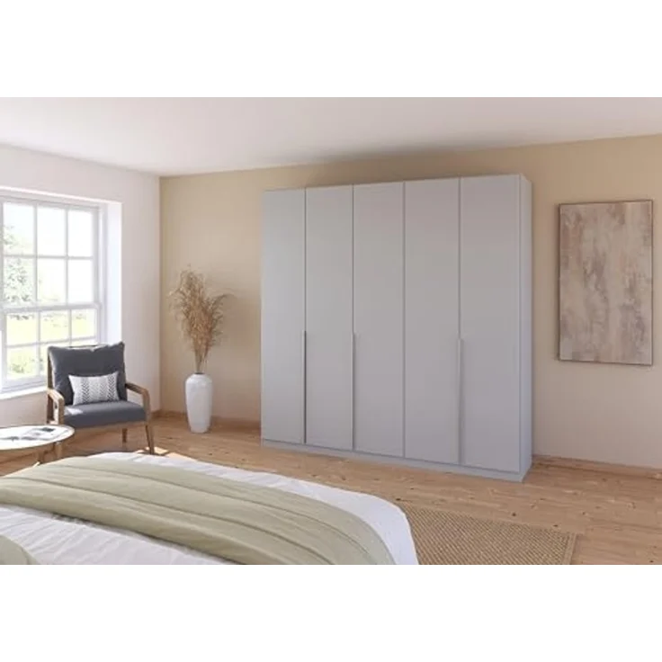 Rauch Möbel Alabama, Kleiderschrank für Schlafzimmer, Kinderzimmer, Wohnzimmer, Garderobe, Flur, 5-türig, mit Zubehör Classic, Farbe Seidengrau, Breite 226 cm – Bild 2
