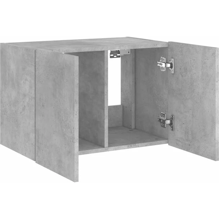 TV-Wandschrank, Fernsehschrank mit LED-Leuchten Betongrau 60 x 35 x 41 cm – Bild 7
