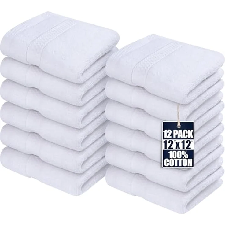 Utopia Towels - 12er Pack Seiftücher mit Aufhängeschlaufen 30x30 cm, aus 100% Baumwolle weiche und saugfähige Waschlappen für die Gesichtsreinigung (Weiß) – Bild 2