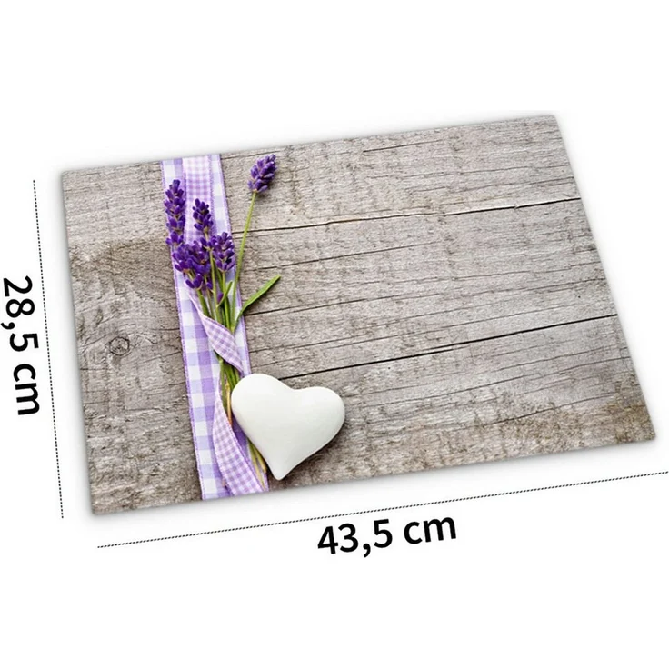 matches21 HOME & HOBBY Platzset Abwaschbare Tischsets 6er Set Landhaus-Stil Lavendel Holz-Optik, (6-St), Platzsets als Tisch-Untersetzer und Tisch-Deko für Esstisch Teller – Bild 2