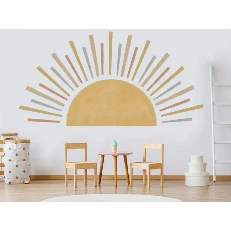 Montegoni Wandtattoo Kinder Boho Sonne Wandsticker (Wandaufkleber Boho Dekor Kinderzimmer), Wanddeko für Mädchenzimmer, Babyzimmer – Bild 1