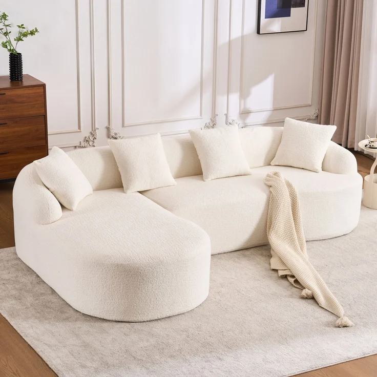 3-Sitzer-Sofa 243x150x67 cm mit geschwungener Form und Chenille-Bezug – Bild 1