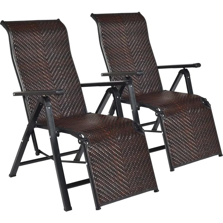 KOMFOTTEU Rattanstuhl Freizeitstuhl (2 St), Klappsessel aus PE-Rattan,verstellbarer Rückenlehne
