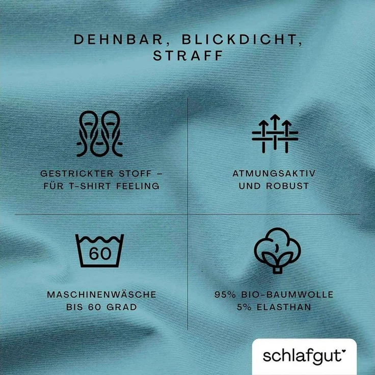 Schlafgut 'PURE TOPPER' Spannbettlaken, für Topper bis 10 cm Höhe, Petrol Mid, XL 180x200cm - 200x220cm, 100% Bio-Baumwolle – Bild 4