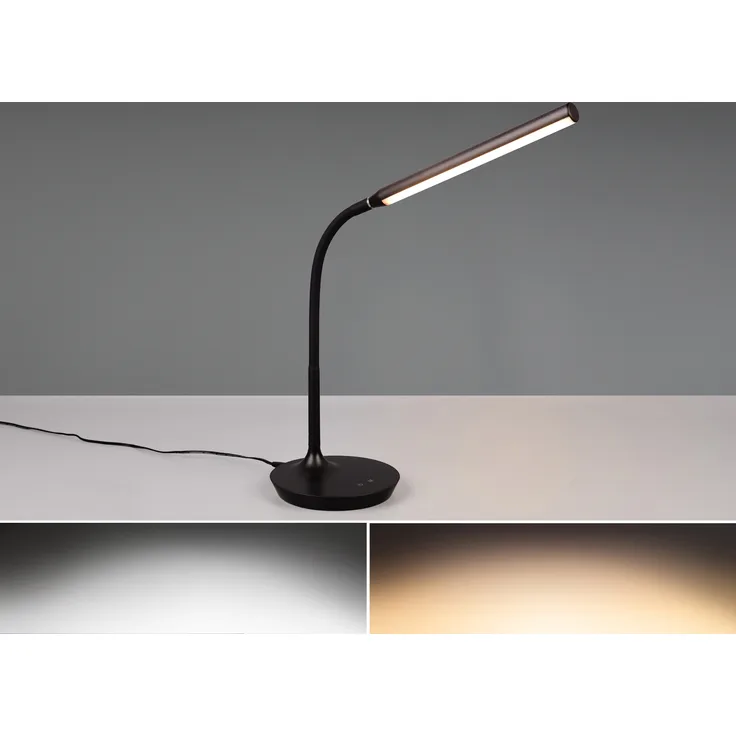 Reality Leuchten TORO LED Tischleuchte, verstellbarer Flexhals, 4-Stufen-Touchfunktion, schwarz, 16.40x38 cm