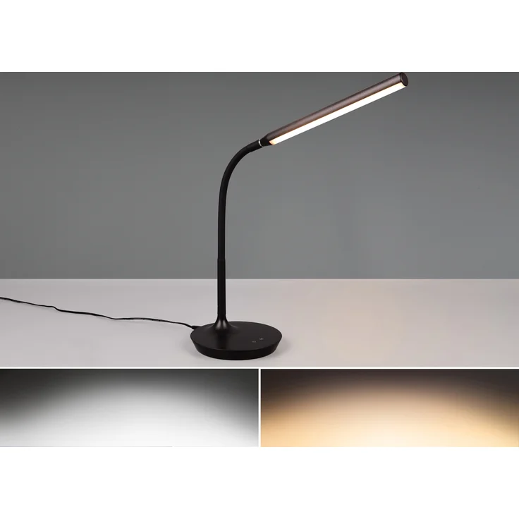 Reality Leuchten TORO LED Tischleuchte, verstellbarer Flexhals, 4-Stufen-Touchfunktion, schwarz, 16.40x38 cm