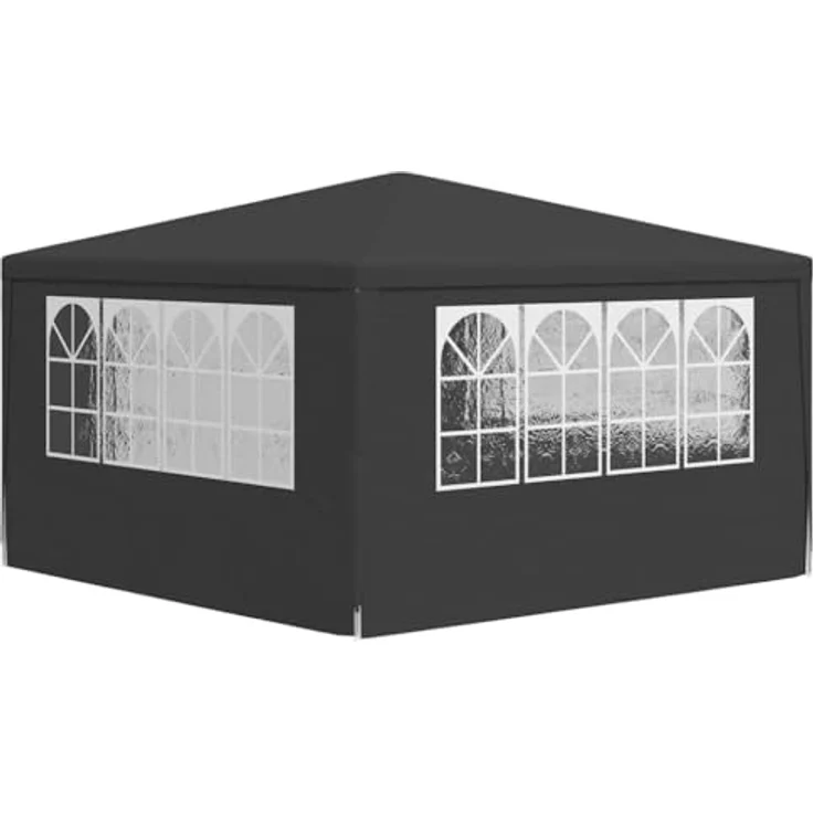 vidaXL Profi Partyzelt mit Seitenwänden UV-beständig Wasserbeständig Pavillon Festzelt Gartenpavillon Gartenzelt Garten Bierzelt 4x4 m Anthrazit 90g/m² – Bild 10